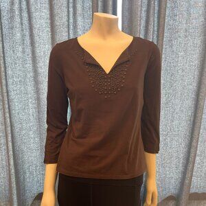 Etcetera Brown 3/4 Sleeve Tee
